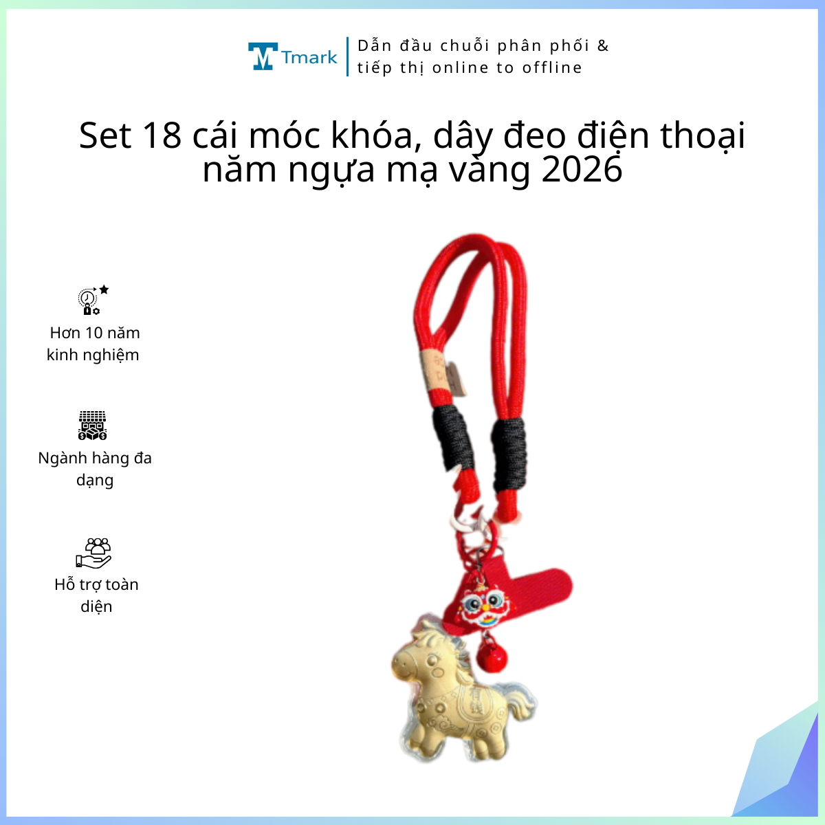 20260102_kPDpPoUElq Set 18 cái móc khóa, dây đeo điện thoại năm ngựa mạ vàng 2026 ( kiện 5 set) - Image 1