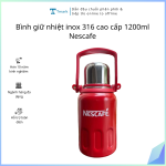 Bình giữ nhiệt inox 316 cao cấp 1200ml Nescafe Tmark (Kiện 12 cái)