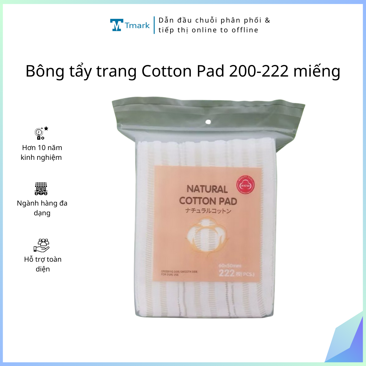 Bong-tay-trang-Cotton-Pad-200-222-mieng-Tmark-Kien-80-goi Bông tẩy trang Cotton Pad 200-222 miếng Tmark (Kiện 80 gói) - Image 1